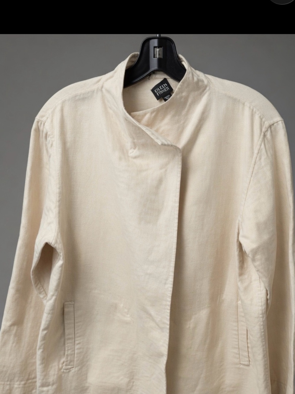 Eileen Fisher Cream Stand Collar Trench Coat
